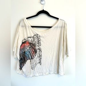 🤍💙🩷 SimDog Winged Galaxy Off Shoulder Too Sz S 🩷💙🤍